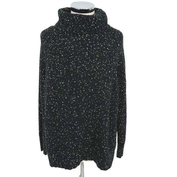 Doe & Rae Speckled Turtleneck Sweater Black White Size Large - Picture 1 of 11